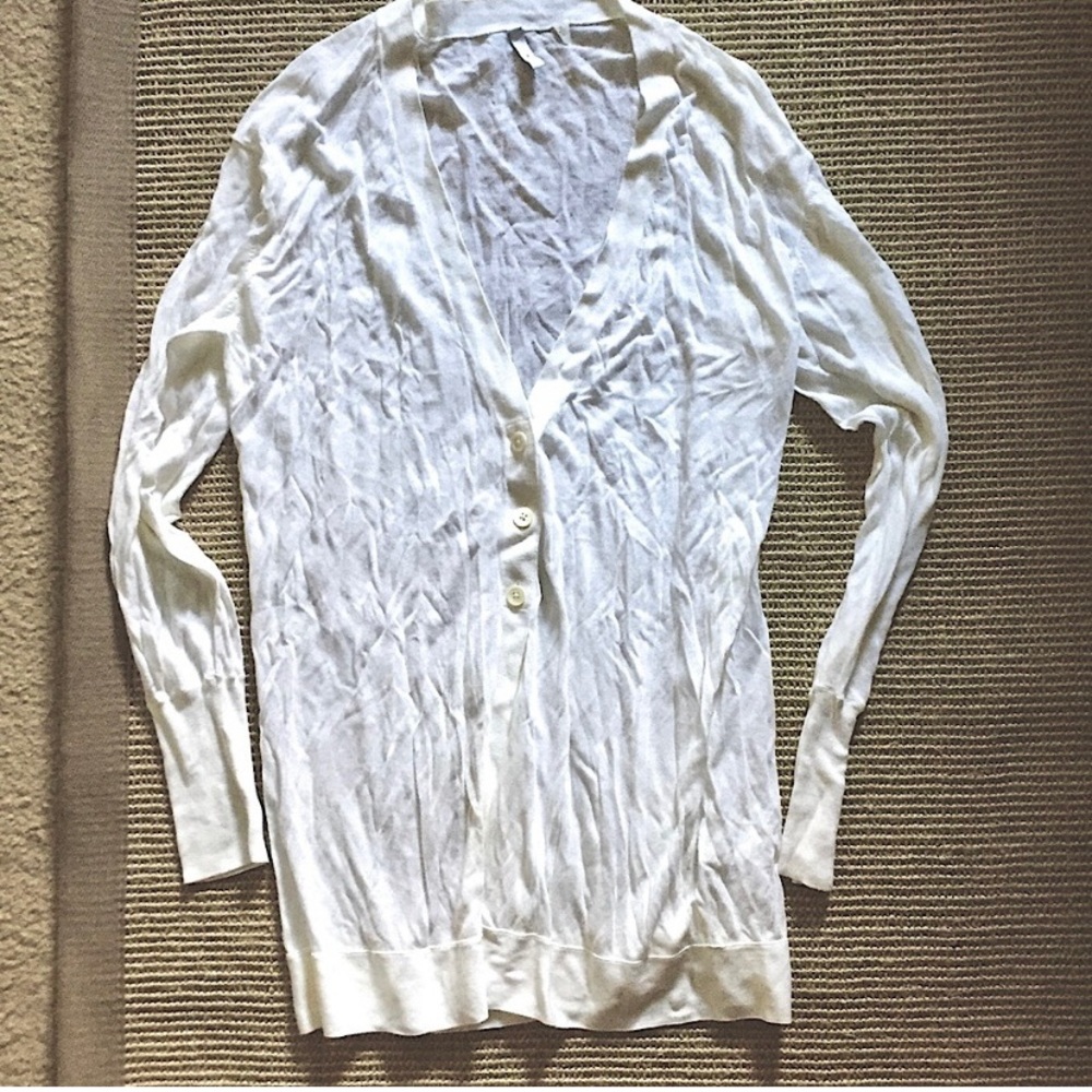 NEW IISLI NEW YORK STR WHITE LONG CARDIGAN TOP M